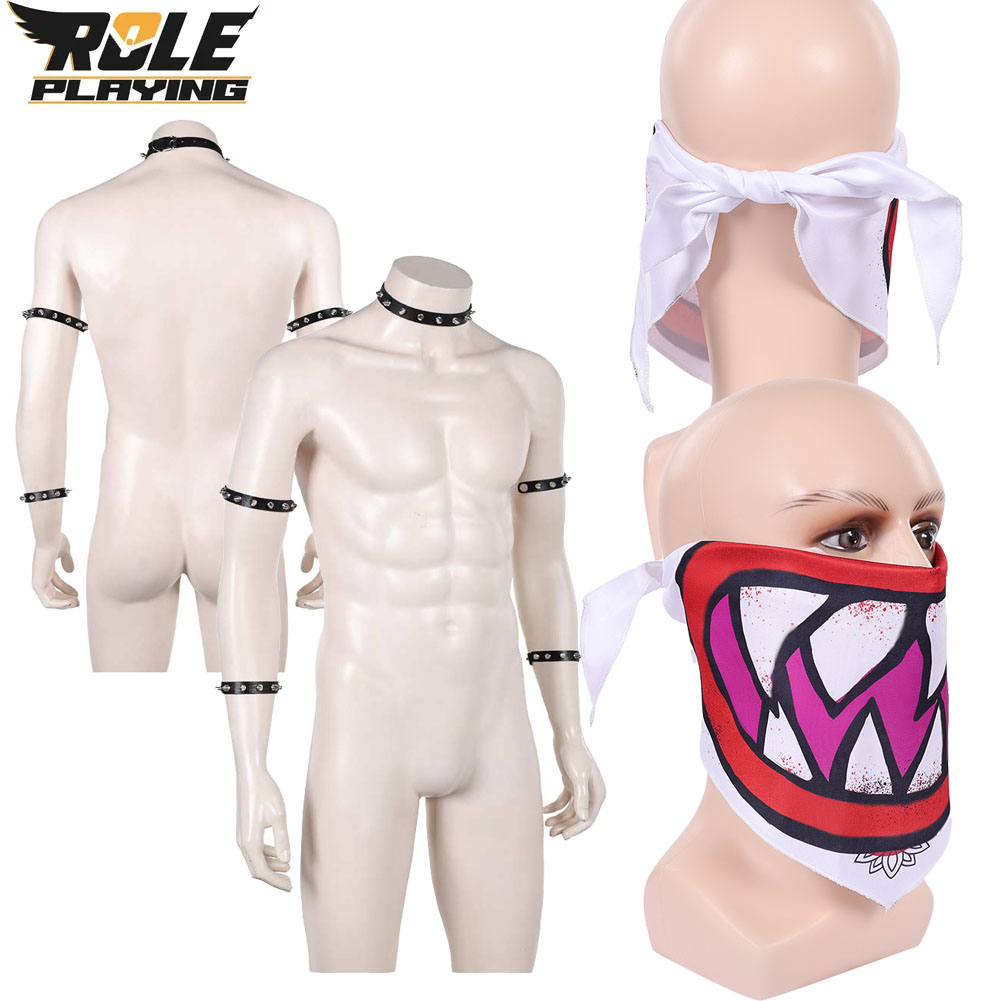 Men Accessories Kit - Bowser Cosplay Eşarp, Maske, Bileklik, Yaka,