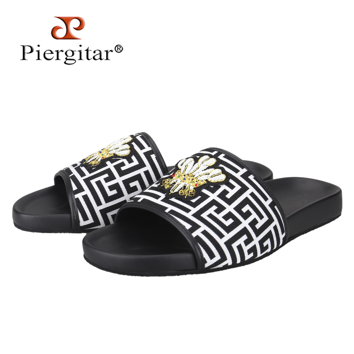 Men'S Accessories Leather - Piergitar Yaz Modeli Siyah Beyaz Baskılı
