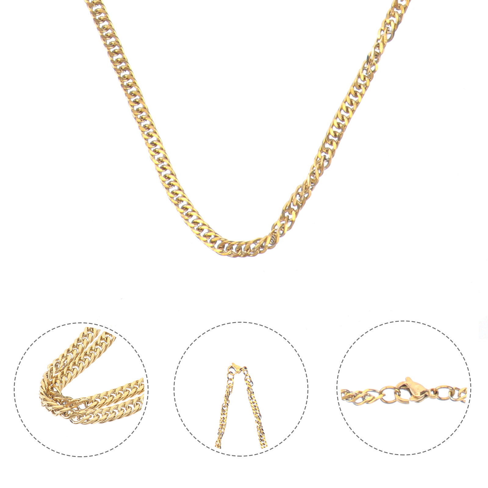 1 Adet Altın Rengi Çift Tokalı - Men Accessories Chain incelemesi ve fiyatı