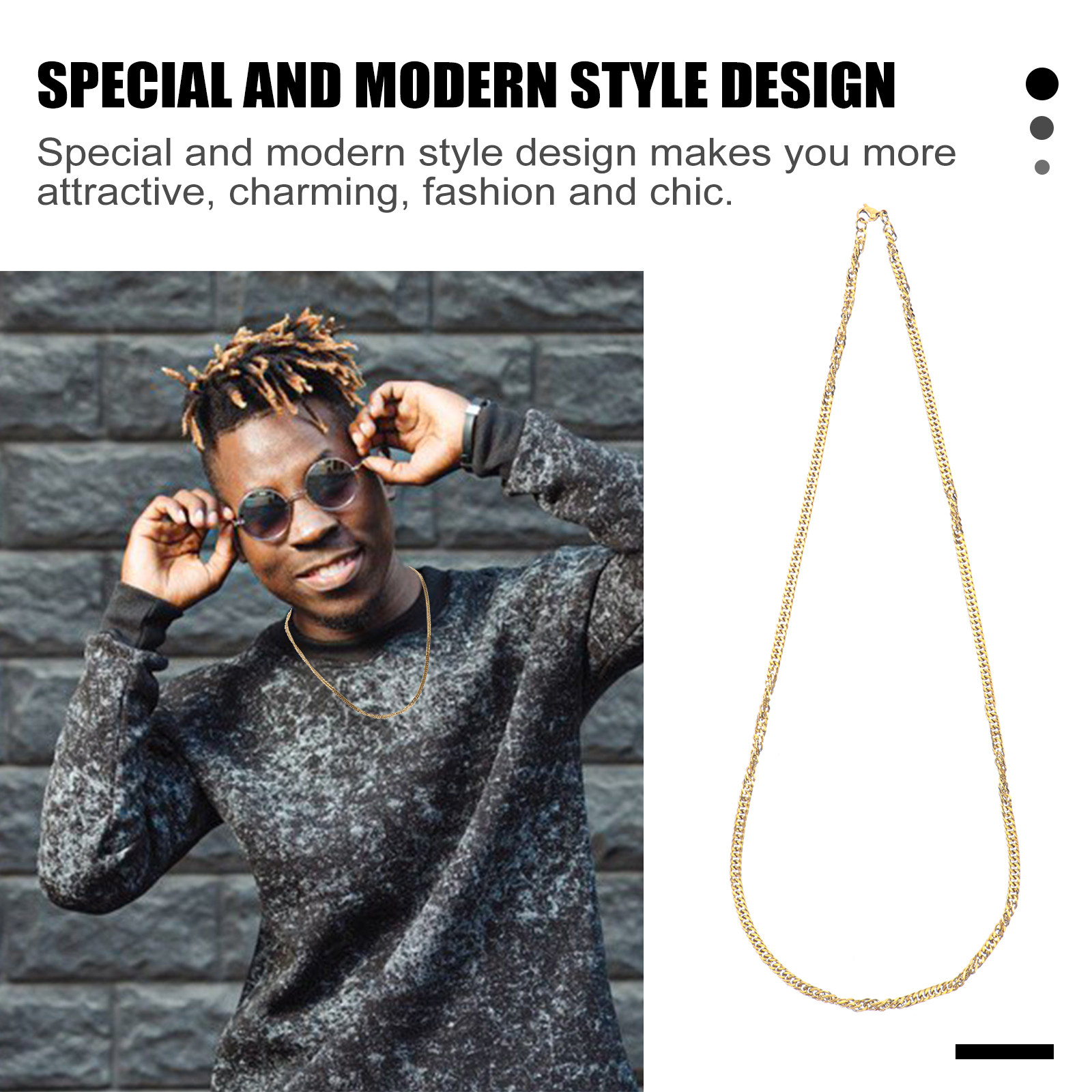 1 Adet Altın Rengi Çift Tokalı - Men Accessories Chain incelemesi ve fiyatı