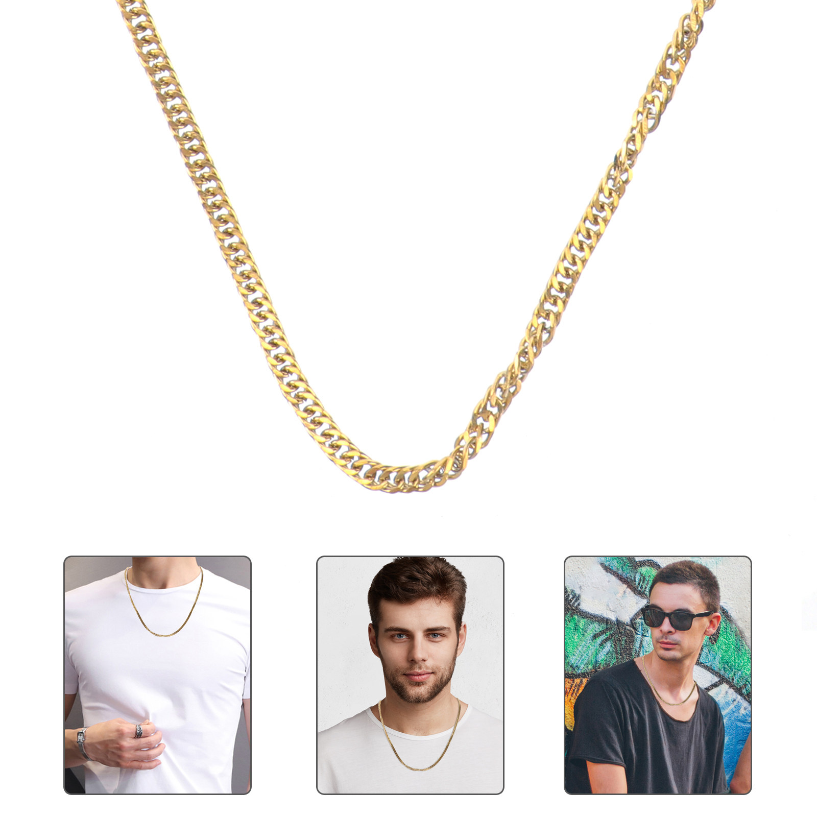 1 Adet Altın Rengi Çift Tokalı - Men Accessories Chain incelemesi ve fiyatı